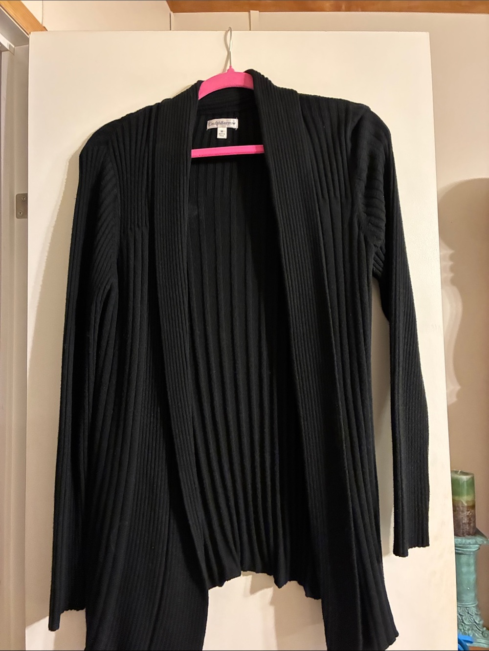 NWOT Women's Croft & Barrow Black Ribbed Open-Front Cardigan
